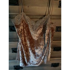 Crushed Velvet and Lace Tank